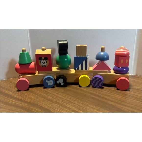 Disney Wooden Stacking Train Toy  Mickey Mouse Wood Block Set Kids Pretend Play - Picture 4 of 8